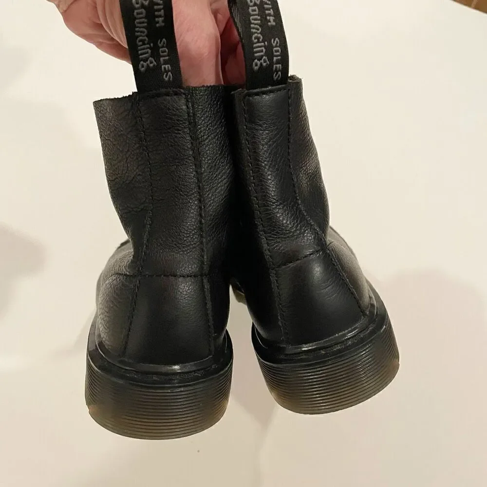 Dr Martens kids 1460 Pascal Mono Boots Black Leather Size 4 Punk Alternative